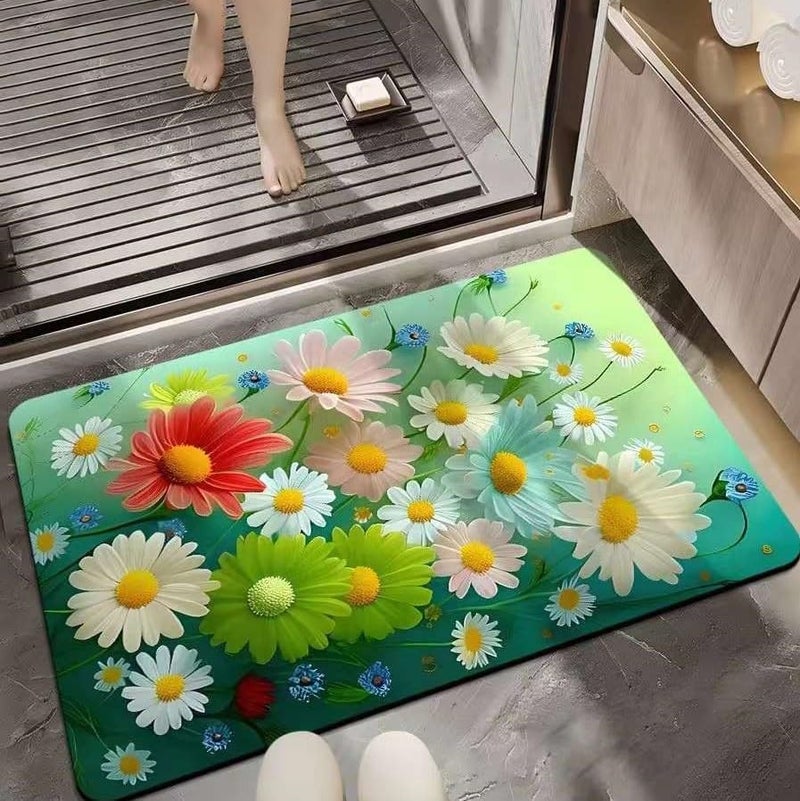 SKVM Memory Foam Water Absorbent Rectangular Shape Mat for Bathroom Kitchen Floor Door Entrance Anti Slip Foot Skid Shower mat (Design 6) - Image 1