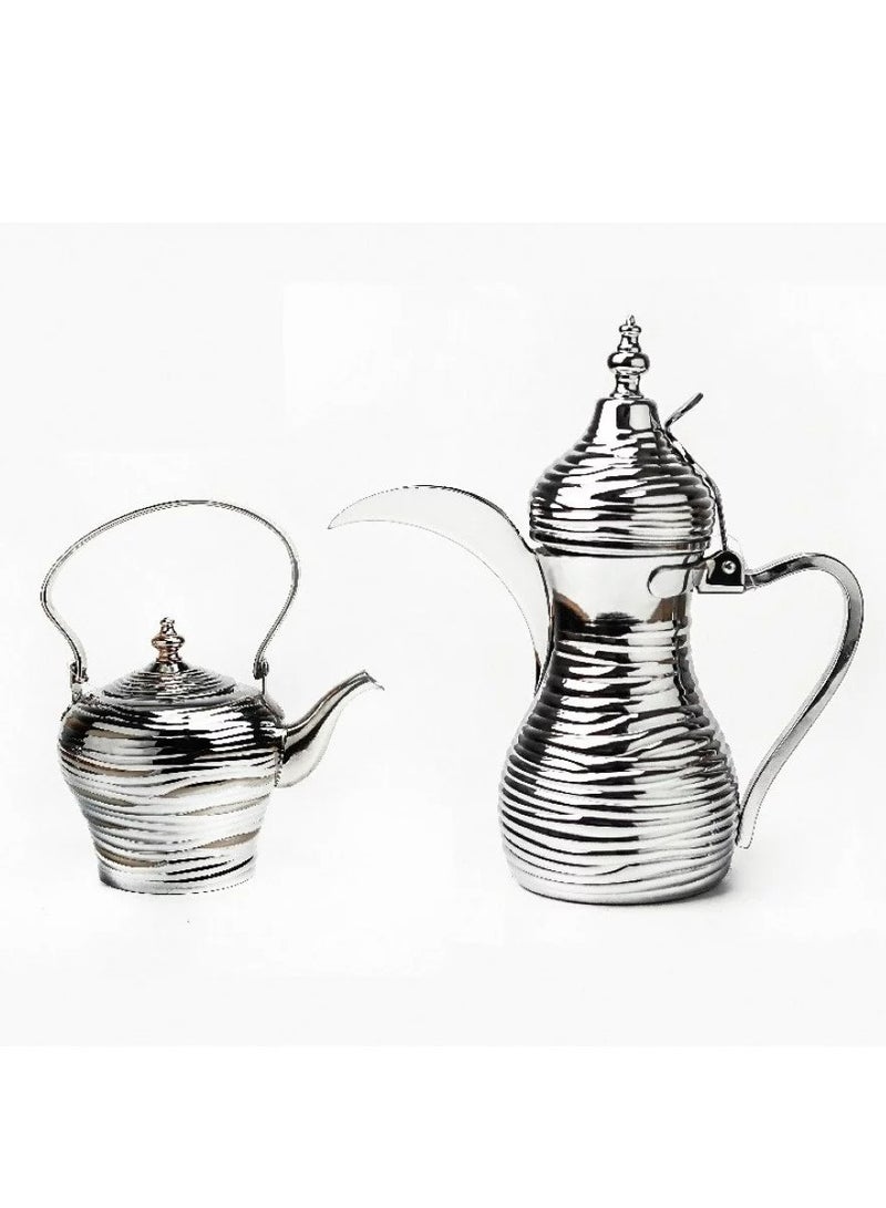 باصرة طقم دلة 36Oz مع براد 1.6 فضي مزخرف