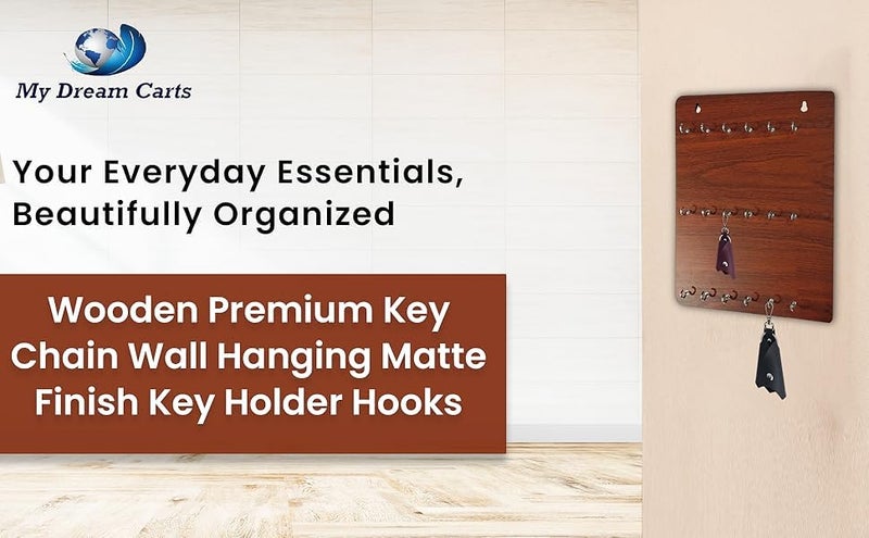 My Dream Carts Wooden Premium Key Chain Wall Hanging Matte Finish Key Holder - 18 Hooks Decor Key Chain Wall Hanging Key Holder for Home, Kitchen, Office, PG, School, College, Hostel, Hotel Décor - Image 5