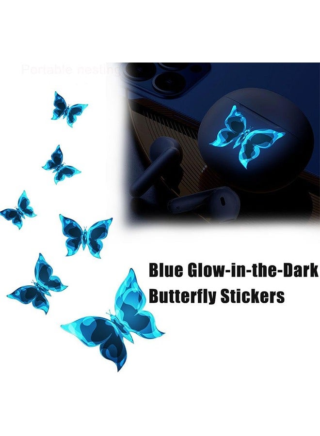 اتش واي حزمة من 12 ملصقات الحائط مضيئة ملصقات الحائط الأزرق 3D فراشة ملصقات الحائط مضيئة للديكور المنزلي غرفة الأطفال غرفة نوم الديكور احتفالي حزب الديكور DIY - Image 3