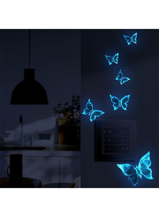 اتش واي حزمة من 12 ملصقات الحائط مضيئة ملصقات الحائط الأزرق 3D فراشة ملصقات الحائط مضيئة للديكور المنزلي غرفة الأطفال غرفة نوم الديكور احتفالي حزب الديكور DIY - Image 5