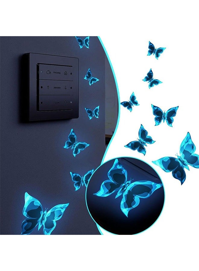 اتش واي حزمة من 12 ملصقات الحائط مضيئة ملصقات الحائط الأزرق 3D فراشة ملصقات الحائط مضيئة للديكور المنزلي غرفة الأطفال غرفة نوم الديكور احتفالي حزب الديكور DIY - Image 4