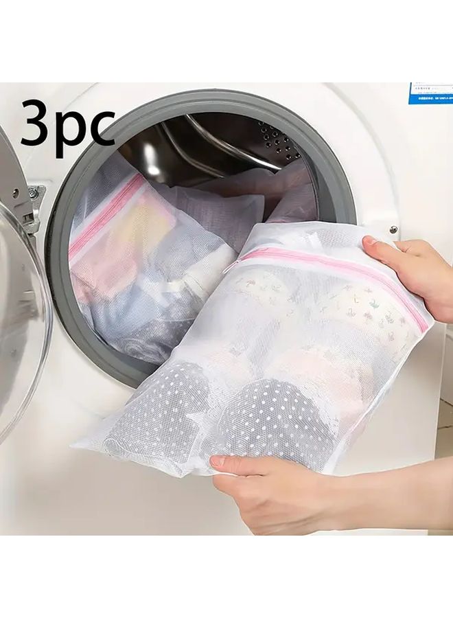 3 حقيبة غسيل من النايلون بسحاب مقاسات كبيرة ومتوسطة وصغيرة للملابس الحساسة - Image 2
