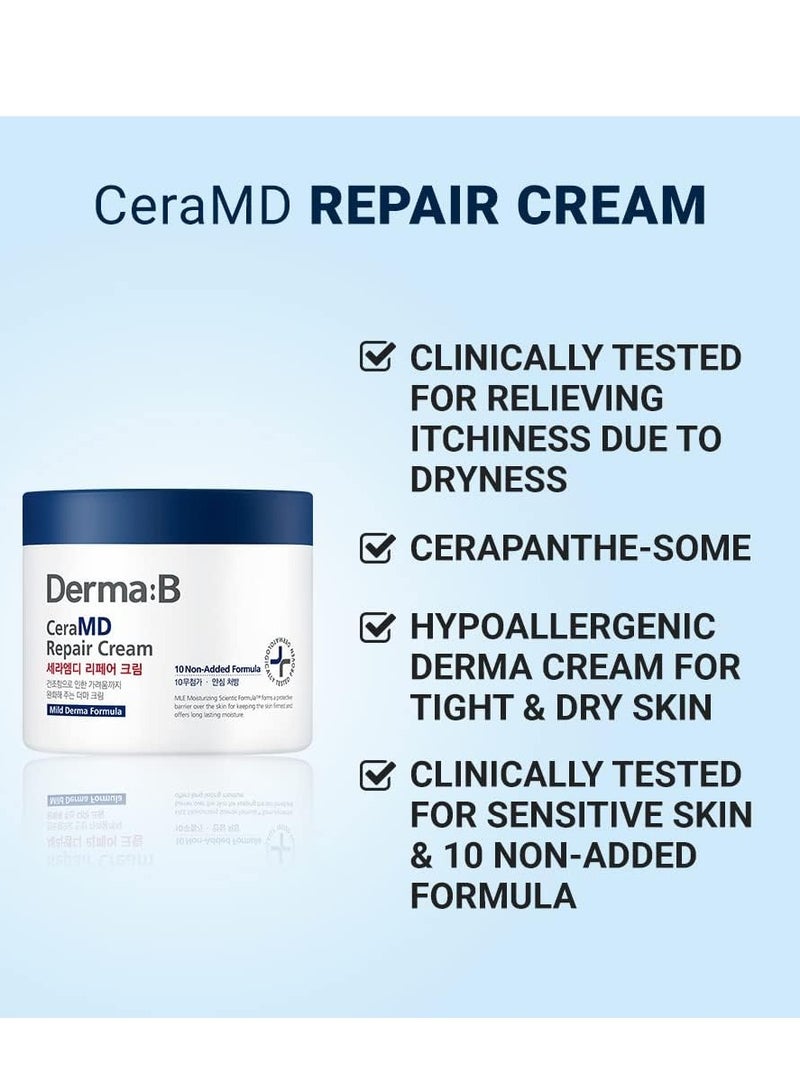 derma b DERMA B CeraMD Repair Body Cream, Unscented Moisturizer for Dry and Rough Skin, Relieves Itchiness due to Dryness, Fragrance Free, 14.54 Fl. Oz., 430ml  - Image 2