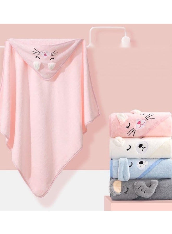 Kids Bath Towel for 1-5 Years Hooded Ultra Soft Towel Highly Absorbent Bathrobe Children's Cloak Bath Robe Poncho Bathrobe, Kids Swimming Beach Holiday Water Playing, Pool Swim Cover ups 1Pcs, pink - Image 3