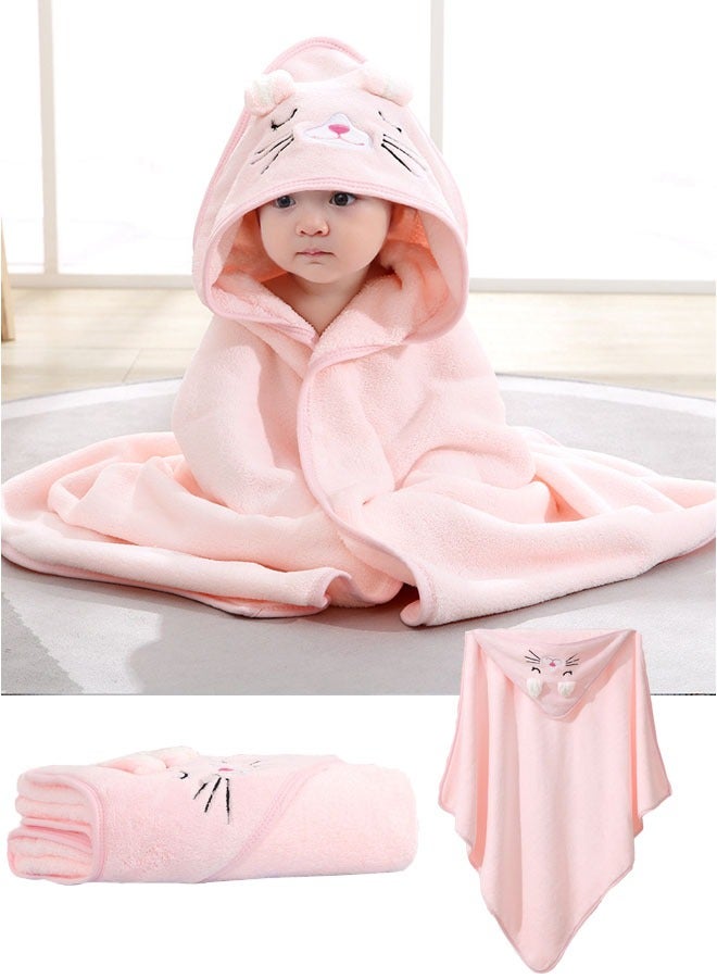 Kids Bath Towel for 1-5 Years Hooded Ultra Soft Towel Highly Absorbent Bathrobe Children's Cloak Bath Robe Poncho Bathrobe, Kids Swimming Beach Holiday Water Playing, Pool Swim Cover ups 1Pcs, pink - Image 1