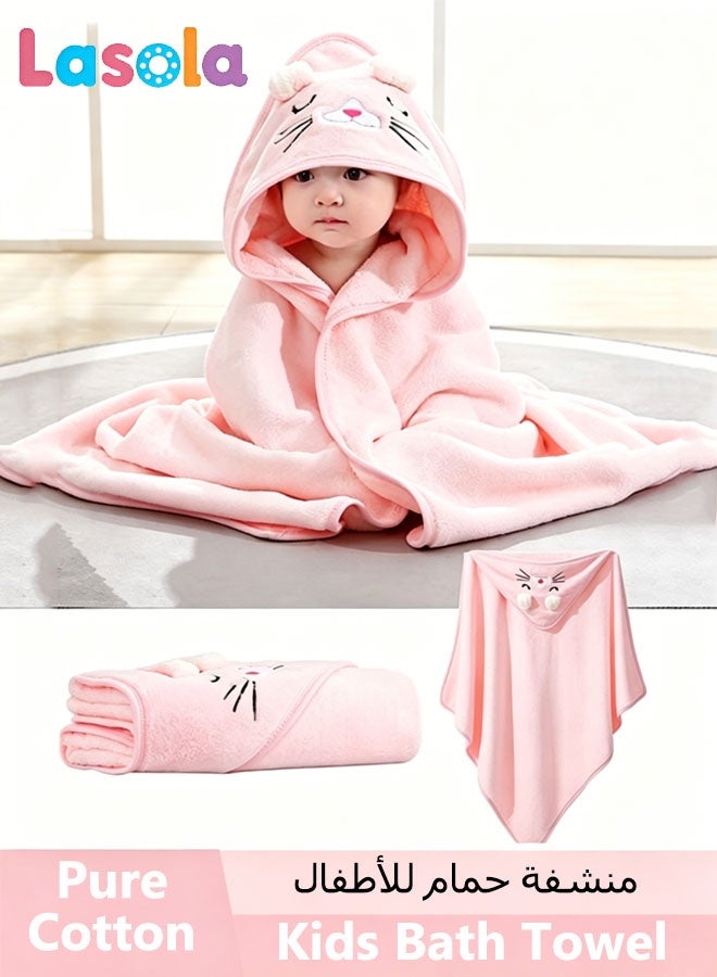 Lasola Kids Bath Towel for 1-5 Years Hooded Ultra Soft Towel Highly Absorbent Bathrobe Children's Cloak Bath Robe Poncho Bathrobe, Kids Swimming Beach Holiday Water Playing, Pool Swim Cover ups 1Pcs, pink - Image 1