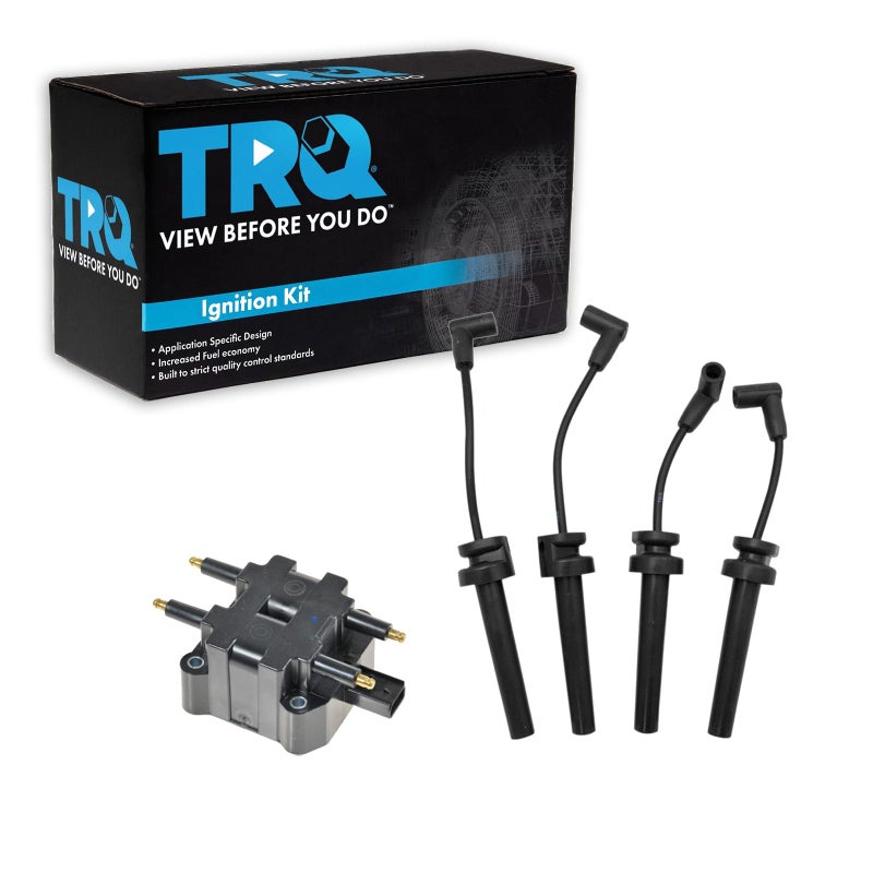 TRQ Ignition Kit Ignition Coil Spark Plugs Wire Set Compatible with 20022005 Jeep Liberty 20032006 Wrangler