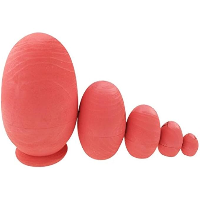 SET OF 5 CUTE EGG SHAPE ANIMAL THEME PINK PIG STACKING TOY RUSSIAN DOLL HANDMADE NESTING DOLL FOR KIDS TOY BIRTHDAY CHRISTMAS EASTER GIFT - Image 2