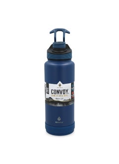 Convoy Stainless Steel Easy Carry Handle Water Bottle Blue and Black 40 oz AC44434