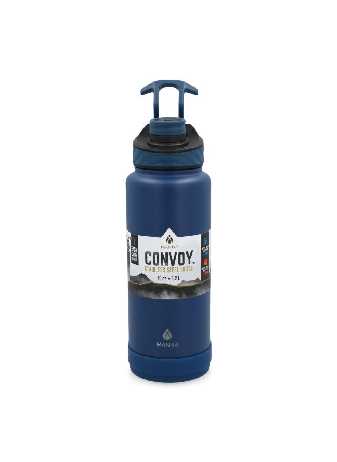MANNA - Convoy Stainless Steel Easy Carry Handle Water Bottle Blue and Black 40 oz AC44434 - Image 1