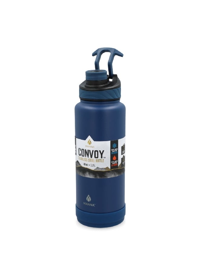 MANNA - Convoy Stainless Steel Easy Carry Handle Water Bottle Blue and Black 40 oz AC44434 - Image 1