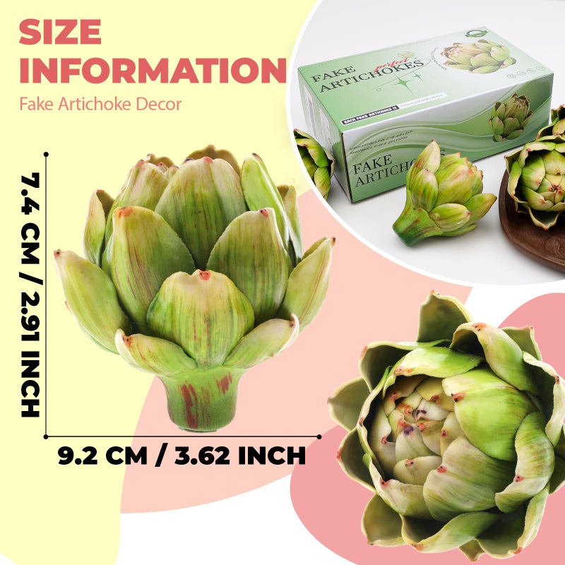 Meiwlong 6Pcs Small Green Faux Artichokes Fake Artichokes Artificial Vegetables and Fake Fruits Artichoke Bowl Filler for Home Kitchen Centerpiece Tabletop Decorations - Image 2
