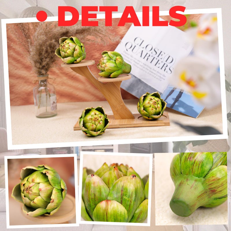 Meiwlong 6Pcs Small Green Faux Artichokes Fake Artichokes Artificial Vegetables and Fake Fruits Artichoke Bowl Filler for Home Kitchen Centerpiece Tabletop Decorations - Image 3