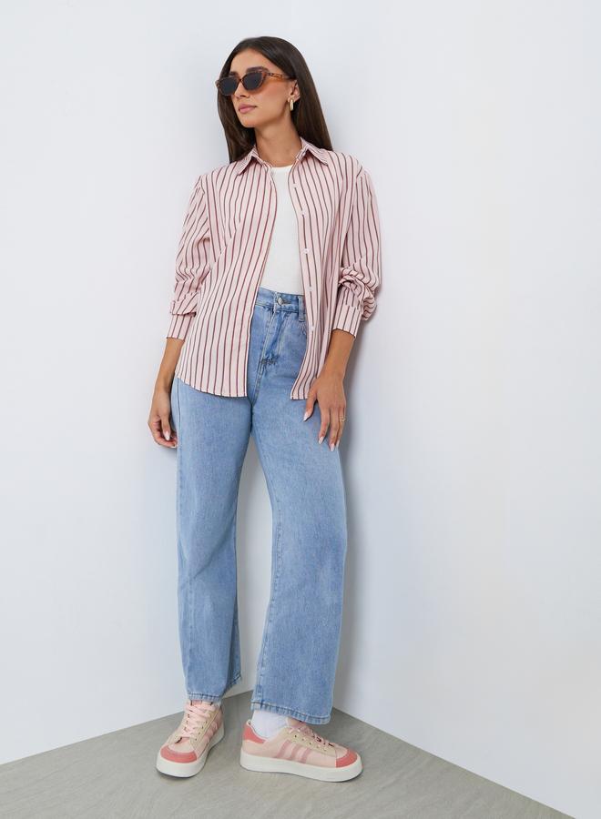 Styli Pink Striped Long Sleeve Shirt - Image 2