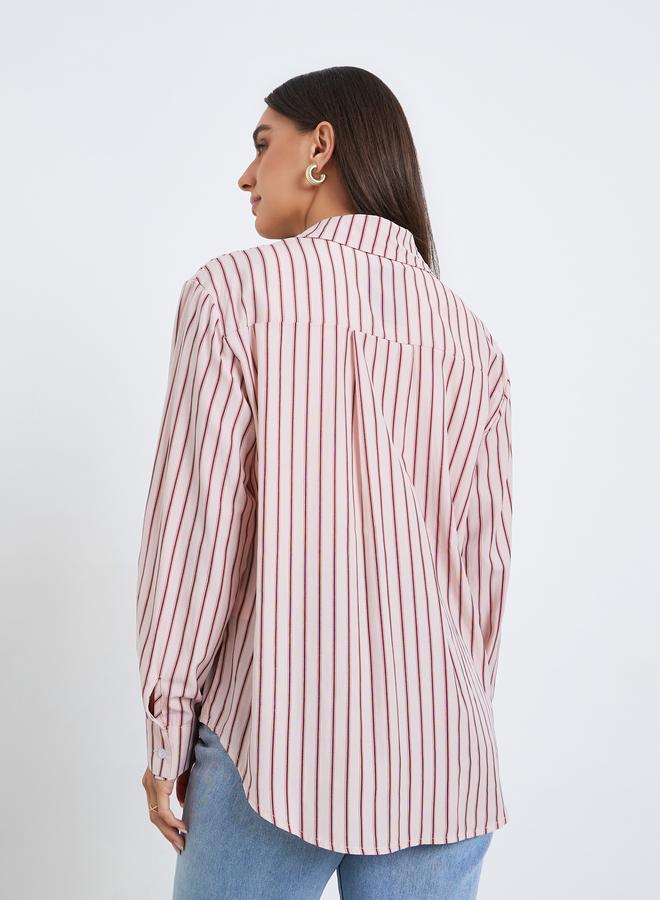 Styli Pink Striped Long Sleeve Shirt - Image 4