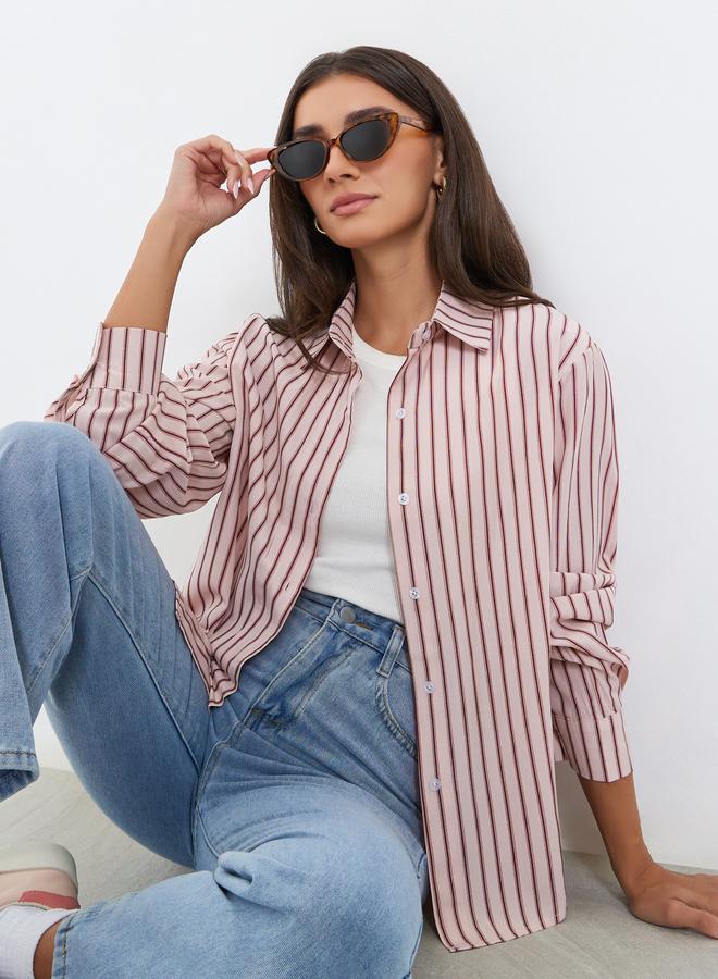 Styli Pink Striped Long Sleeve Shirt - Image 5