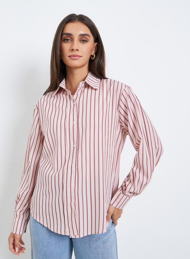 Styli Pink Striped Long Sleeve Shirt - Image 1