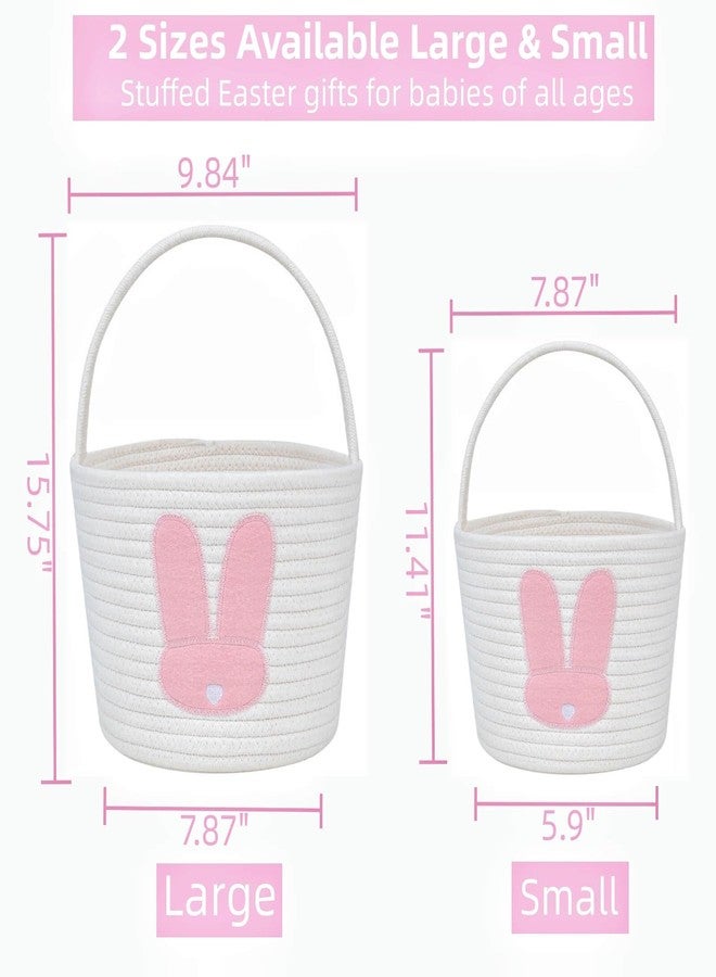 CubesLand Easter Basket for Kids Boys and Girls, Adorable Bunny Basket for Easter Egg Hunts, Soft & Safe Baby’s First Easter Basket, Sturdy Cotton Rope Empty Gift Basket, Festive Décor- Pink-Large - Image 4