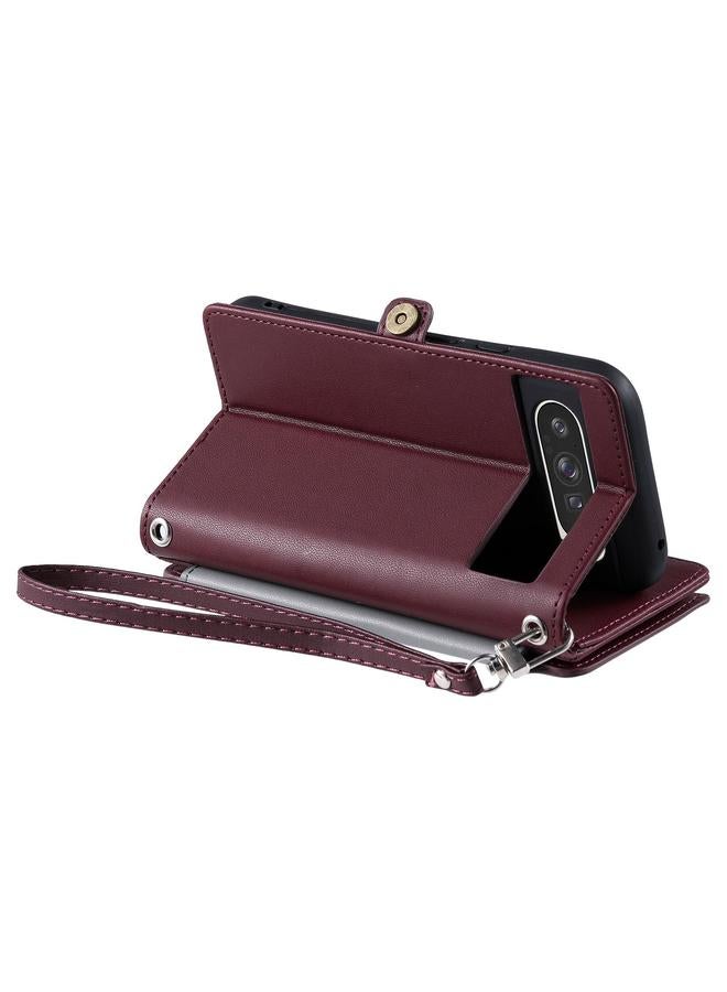 Zaboon Case For Google Pixel 10 Pro XL Leather Stitching Multi-card Slot Zipper Phone Case - Image 4