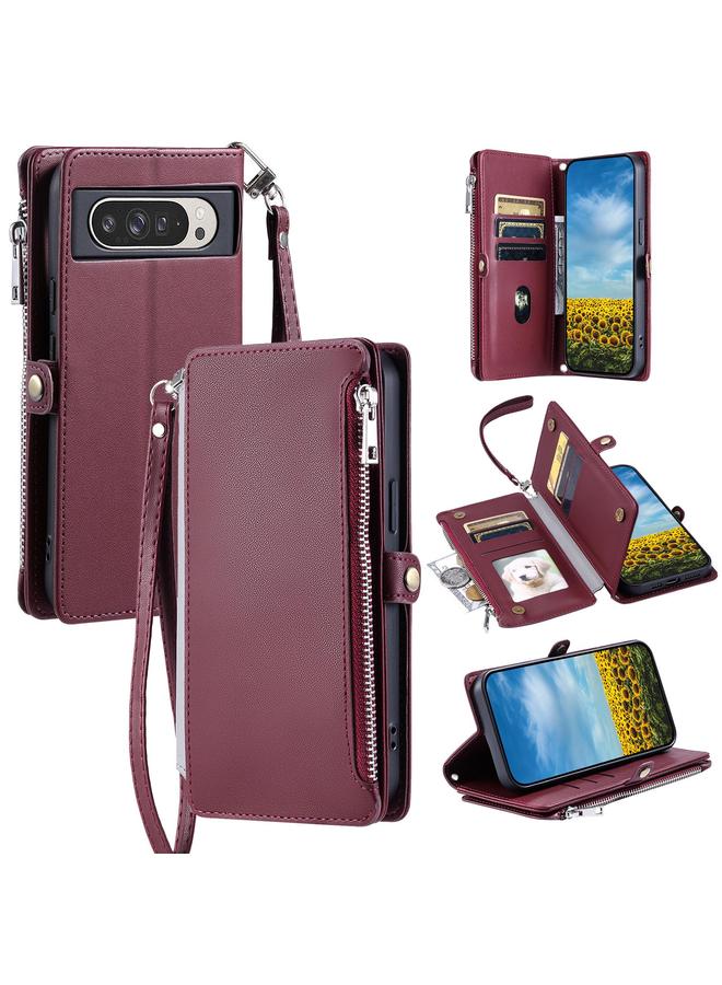 Zaboon Case For Google Pixel 10 Pro XL Leather Stitching Multi-card Slot Zipper Phone Case - Image 1