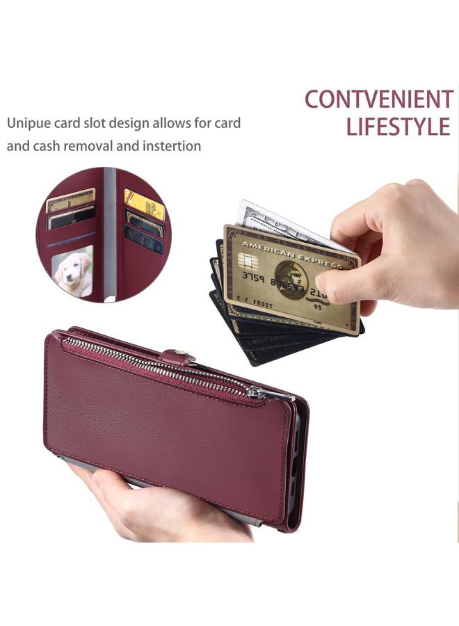 Zaboon Case For Google Pixel 10 Pro XL Leather Stitching Multi-card Slot Zipper Phone Case - Image 5