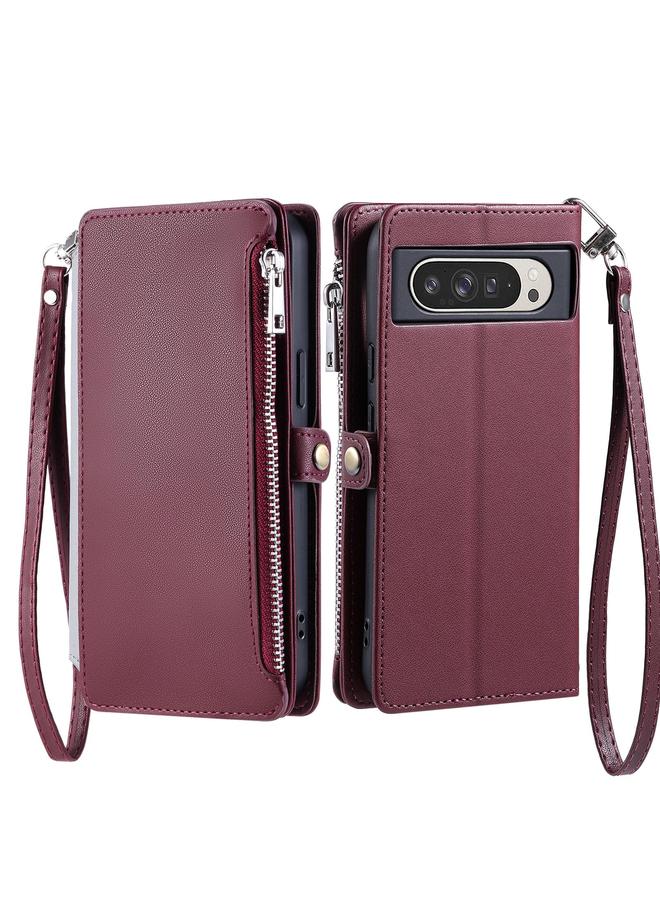 Zaboon Case For Google Pixel 10 Pro XL Leather Stitching Multi-card Slot Zipper Phone Case - Image 2