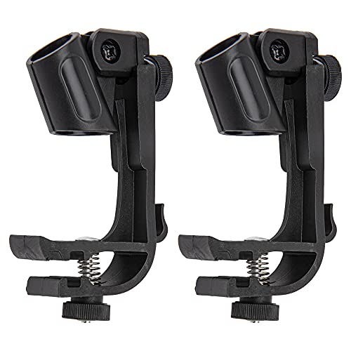 Yootones 2Pcs Yootones Adjustable Drum Microphone Clips Compatible with Snare Drum, Snare Rim Adjustable Mount Clamp (Black) - Image 1