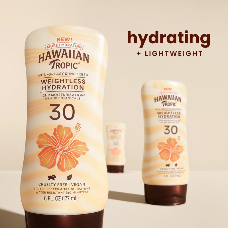 Hawaiian Tropic Weightless Hydration Lotion Sunscreen SPF 30, 6oz | Oil Free, Broad Spectrum, Oxybenzone Free, Body Sunscreen - Image 2