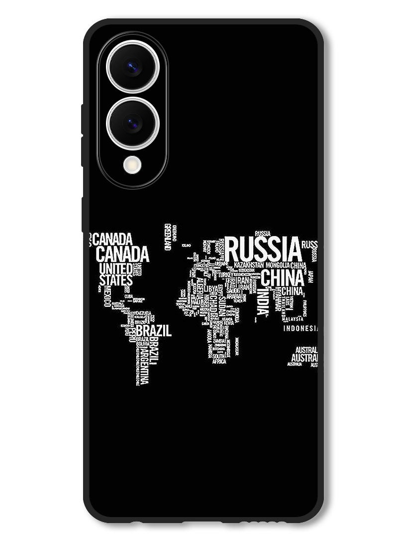 Theodor Case Compatible with Samsung Galaxy S25 Edge 6.7 Inch Protection Shockproof Bumper Cover Written World Map - Image 1
