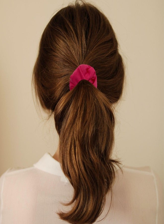 MDSTYLE 2 Pack Hair Scrunchies for Women & Girls - Soft Cotton - No Damage Hair Ties for Thick Hair, Pony Tails - Hair Bands, Ponytail Holder (Hot Pink) - Image 3