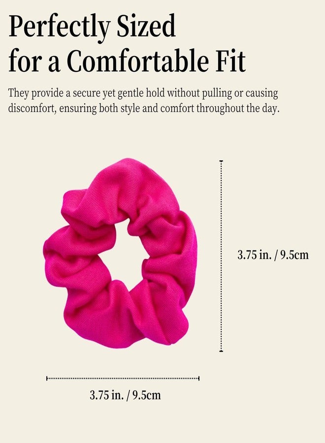 MDSTYLE 2 Pack Hair Scrunchies for Women & Girls - Soft Cotton - No Damage Hair Ties for Thick Hair, Pony Tails - Hair Bands, Ponytail Holder (Hot Pink) - Image 4