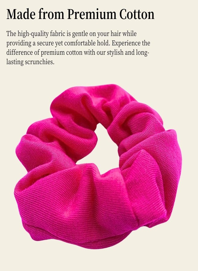 MDSTYLE 2 Pack Hair Scrunchies for Women & Girls - Soft Cotton - No Damage Hair Ties for Thick Hair, Pony Tails - Hair Bands, Ponytail Holder (Hot Pink) - Image 5