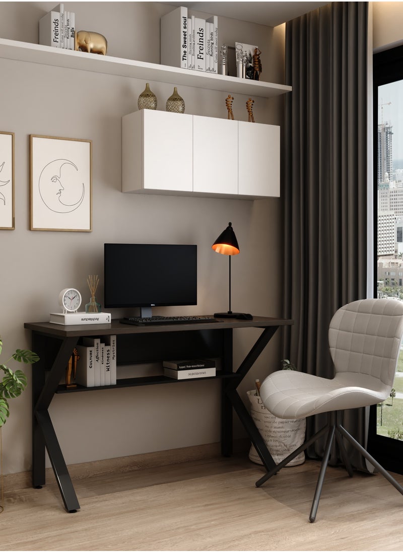 RIGID - Workstation Desk with Storage Shelf Black 75x120x50cm - Image 1
