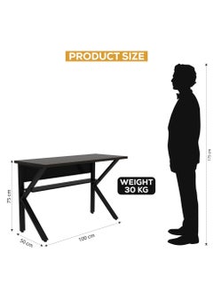 RIGID Workstation Desk with Storage Shelf Black 75x120x50cm  - Image 2
