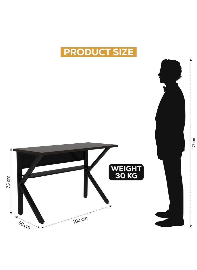 RIGID - Workstation Desk with Storage Shelf Black 75x120x50cm - Image 1