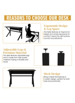 RIGID Workstation Desk with Storage Shelf Black 75x120x50cm  - Image 3