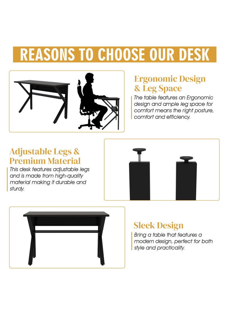 RIGID - Workstation Desk with Storage Shelf Black 75x120x50cm - Image 1