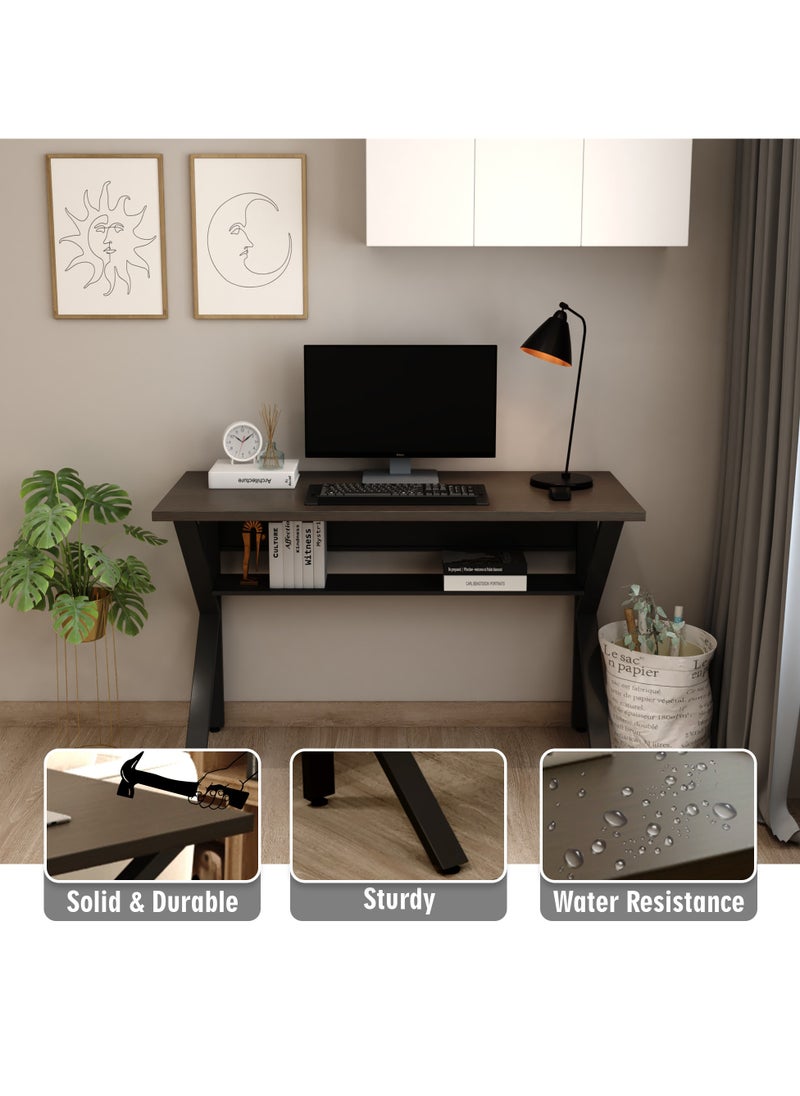 RIGID - Workstation Desk with Storage Shelf Black 75x120x50cm - Image 1
