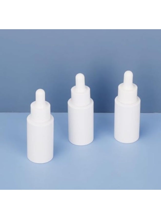 3-Pack White Dropper Bottles – 30ml Refillable Glass Containers for Essential Oils, Serums, and Cosmetics