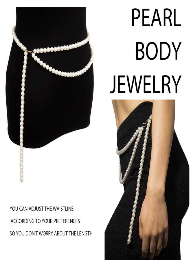 RECTYO GALLERY 1 Pcs Premium white Pearl Belts Chain Pearls Waist Body Chain Pearl Body Jewelry Summer Beach Body Accessories (Waist chain) - Image 3