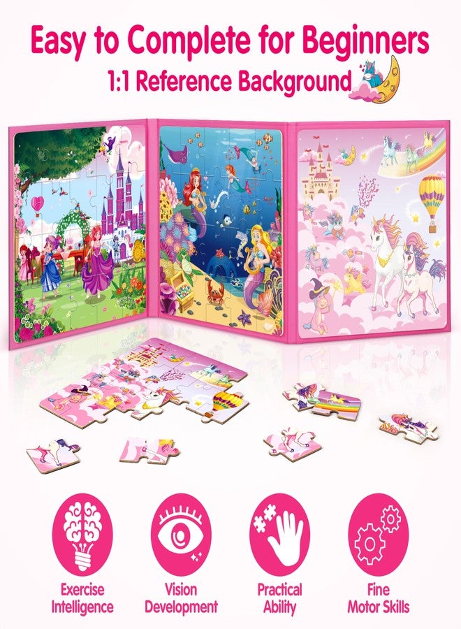 SYNARRY Unicorn Mermaid Princess Magnetic Puzzles for Toddlers 3-5 Girls, 20 Pieces Travel Puzzles for Kids Ages 4-6, Car Airplane Road Trip Activities Toys for 3 4 5 6 Year Old Girls Birthday Gifts - Image 4