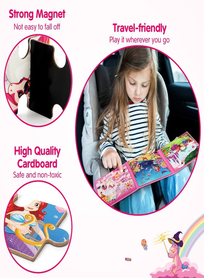 SYNARRY Unicorn Mermaid Princess Magnetic Puzzles for Toddlers 3-5 Girls, 20 Pieces Travel Puzzles for Kids Ages 4-6, Car Airplane Road Trip Activities Toys for 3 4 5 6 Year Old Girls Birthday Gifts - Image 3