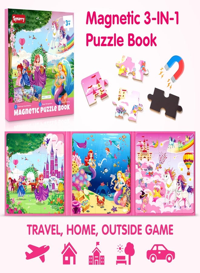 SYNARRY Unicorn Mermaid Princess Magnetic Puzzles for Toddlers 3-5 Girls, 20 Pieces Travel Puzzles for Kids Ages 4-6, Car Airplane Road Trip Activities Toys for 3 4 5 6 Year Old Girls Birthday Gifts - Image 2