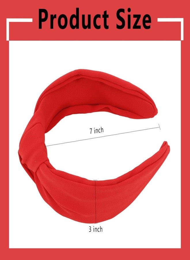 Ondder Red Knotted Wide Headbands for Women Head Band for Women's Hair Thick Top Knot Headbands diademas para mujer de moda Hair Accessories for Women Girls - Image 2
