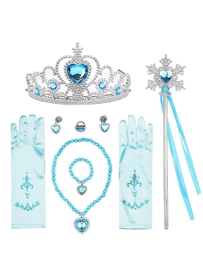 T-Trees Princess Dress Up Jewelry Dress Up Set for Girls Jewelry Accessories with Crowns, Necklaces, Wands, Rings, Earrings Bracelets(7pcs) 