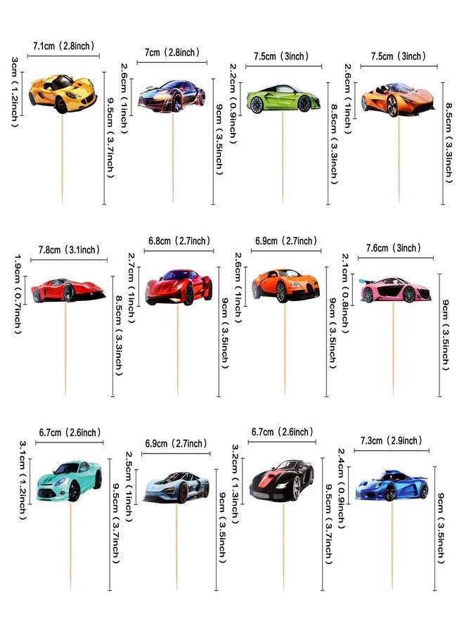 Ercadio 36 Pack Racing Car Cupcake Toppers Fighting Race Car Cupcake Picks Racing Car Cupcake Toppers for Baby Shower Racing Sports Theme Baby Shower Birthday Party Cake Decors Supplies - Image 2