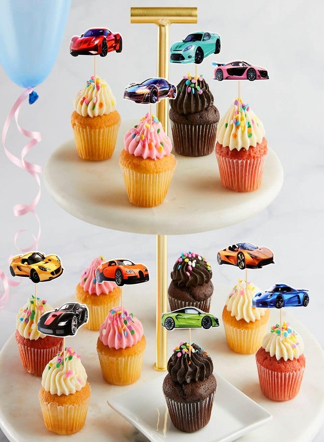 Ercadio 36 Pack Racing Car Cupcake Toppers Fighting Race Car Cupcake Picks Racing Car Cupcake Toppers for Baby Shower Racing Sports Theme Baby Shower Birthday Party Cake Decors Supplies - Image 5