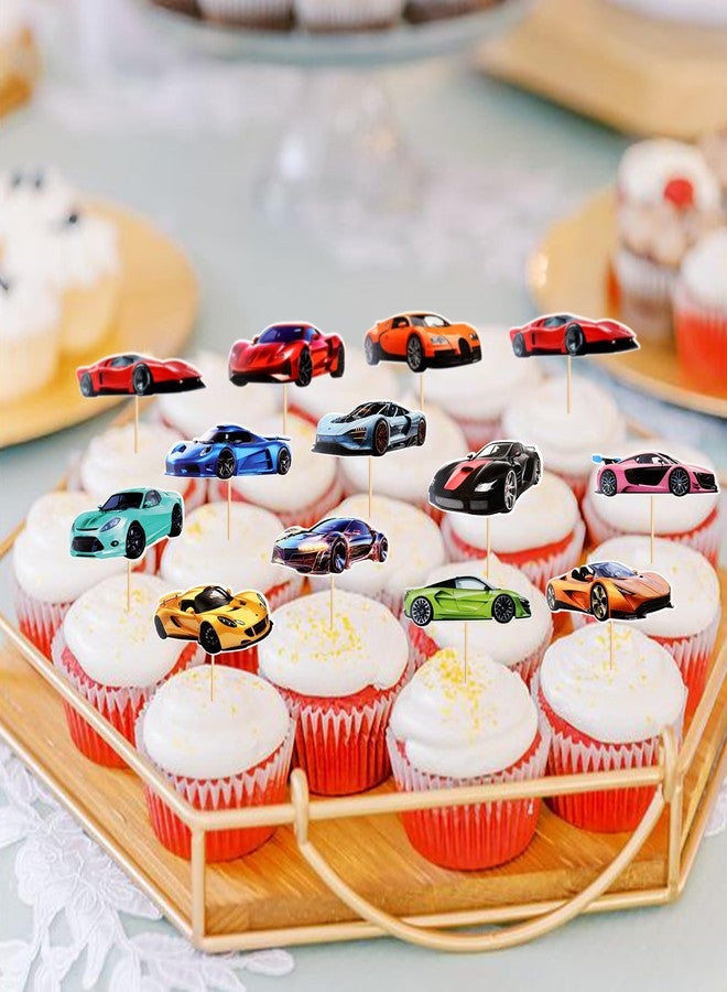 Ercadio 36 Pack Racing Car Cupcake Toppers Fighting Race Car Cupcake Picks Racing Car Cupcake Toppers for Baby Shower Racing Sports Theme Baby Shower Birthday Party Cake Decors Supplies - Image 3