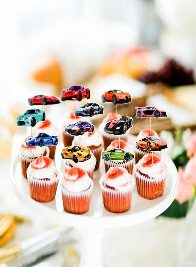 Ercadio 36 Pack Racing Car Cupcake Toppers Fighting Race Car Cupcake Picks Racing Car Cupcake Toppers for Baby Shower Racing Sports Theme Baby Shower Birthday Party Cake Decors Supplies - Image 4